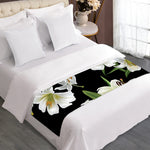 White Lily Print Bed Runner