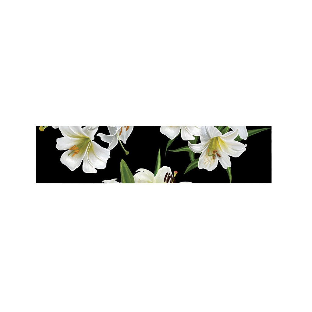 White Lily Print Bed Runner