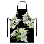 White Lily Print Bib Apron With Pocket