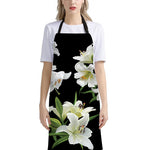 White Lily Print Bib Apron With Pocket