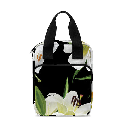White Lily Print Bible Tote Bag