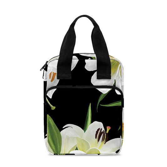 White Lily Print Bible Tote Bag