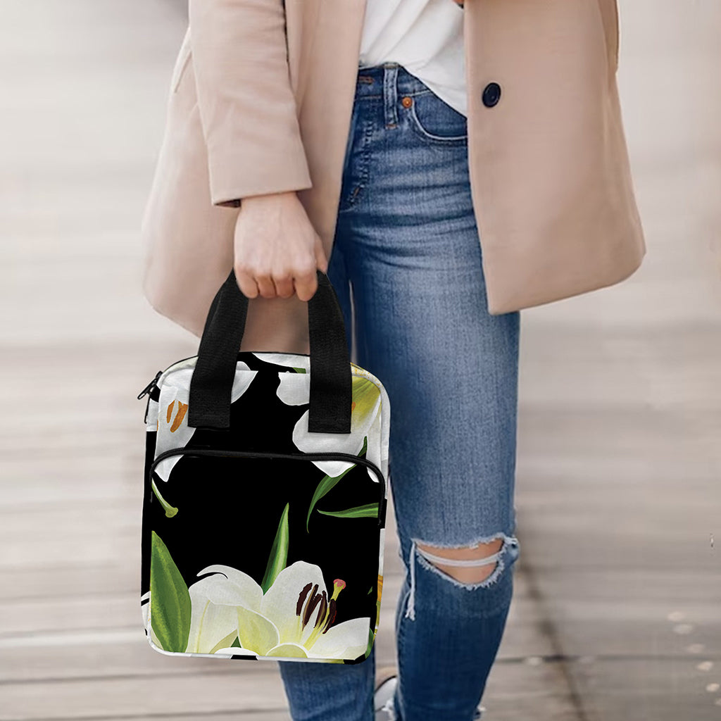 White Lily Print Bible Tote Bag