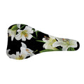 White Lily Print Bicycle Seat Cover