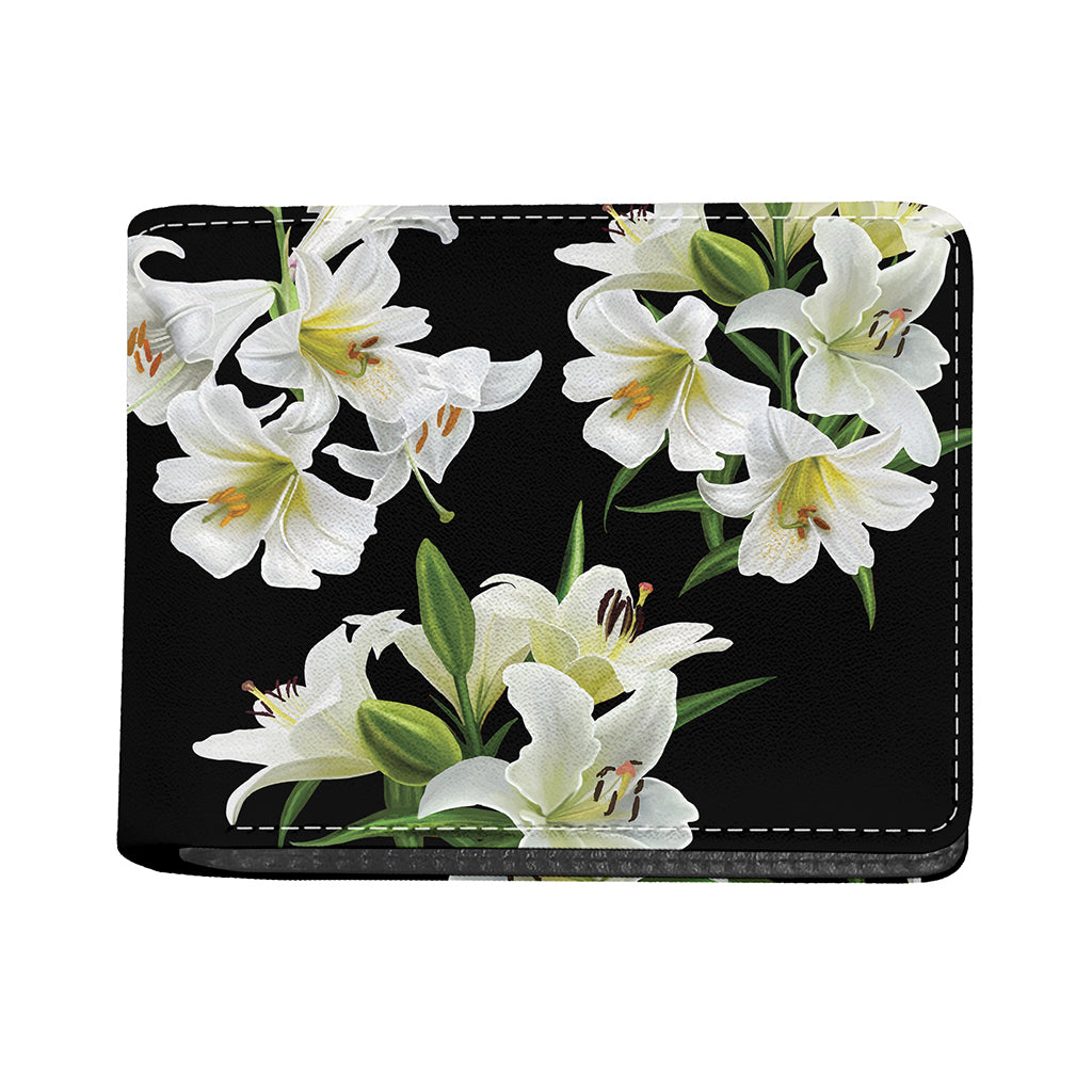 White Lily Print Bifold Wallet