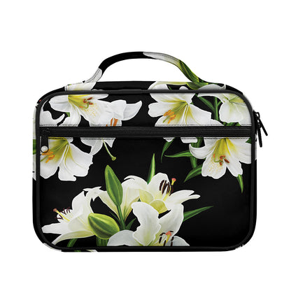 White Lily Print Briefcase Bible Bag
