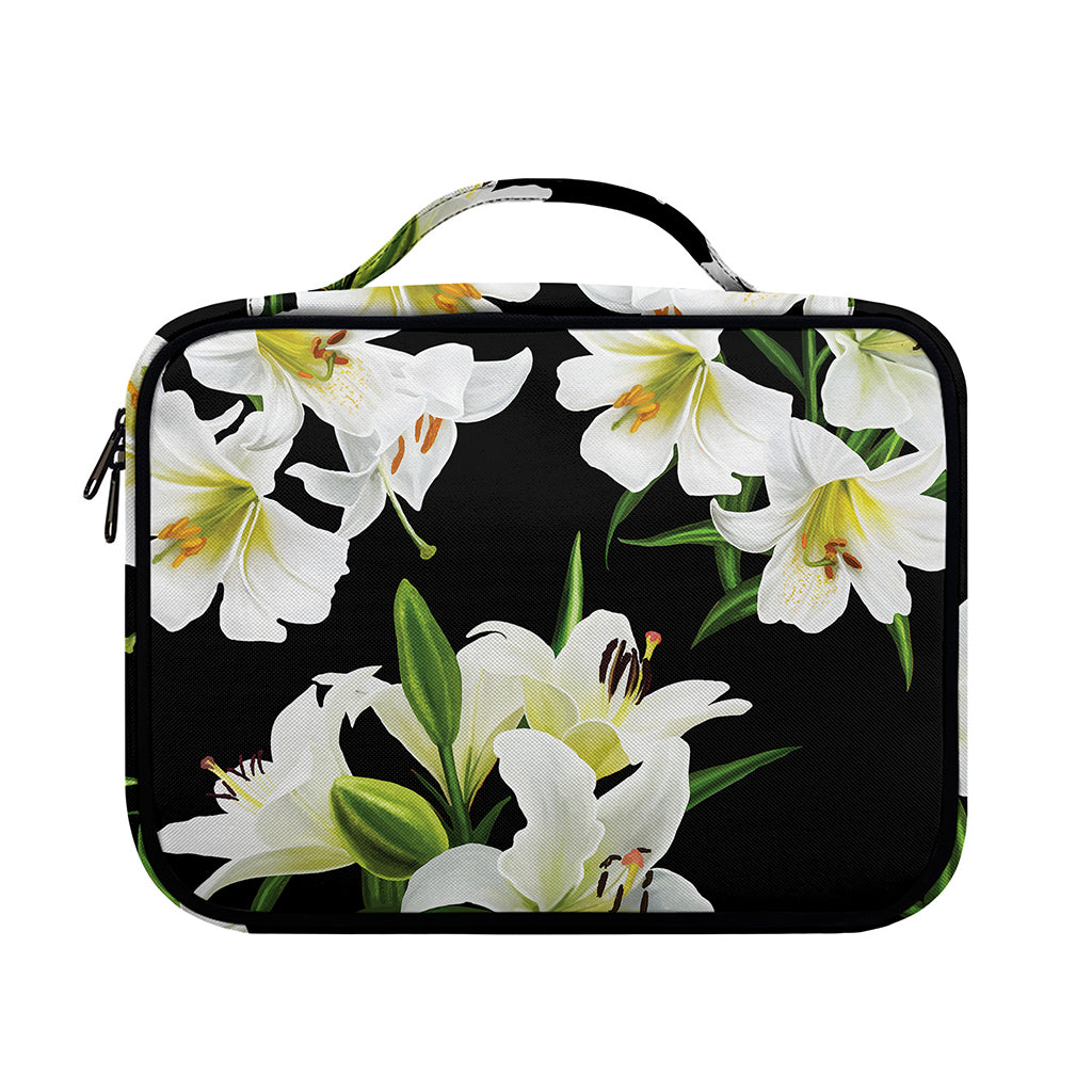 White Lily Print Briefcase Bible Bag