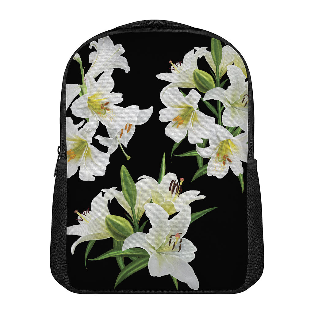 White Lily Print Casual Backpack