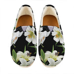 White Lily Print Casual Shoes