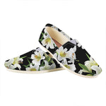 White Lily Print Casual Shoes