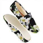 White Lily Print Casual Shoes