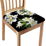 White Lily Print Chair Cushion Cover
