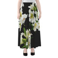 White Lily Print Chiffon Maxi Skirt