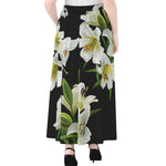 White Lily Print Chiffon Maxi Skirt