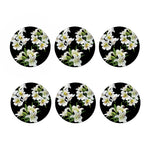 White Lily Print Coaster Set