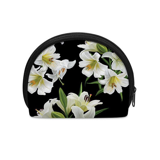 White Lily Print Coin Purse