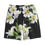 White Lily Print Cotton Shorts