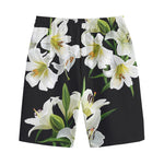 White Lily Print Cotton Shorts