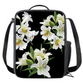 White Lily Print Crossbody Lunch Bag