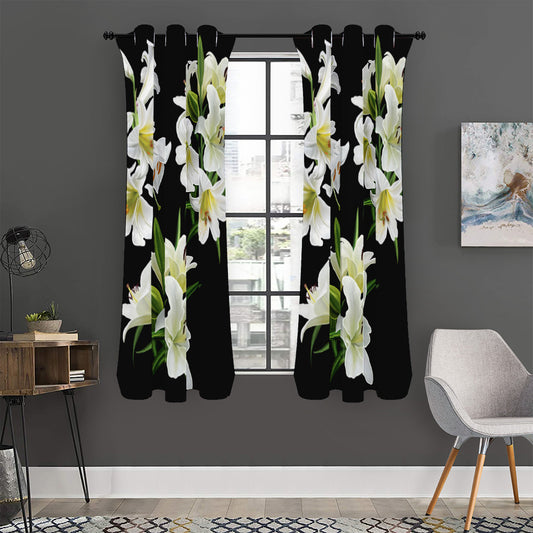 White Lily Print Curtain