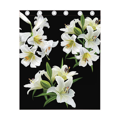 White Lily Print Curtain