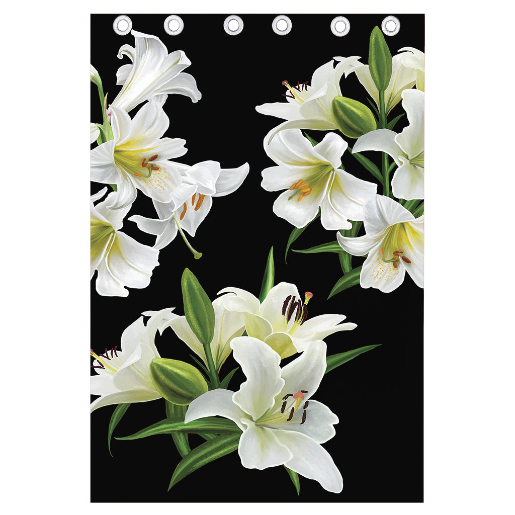 White Lily Print Curtain