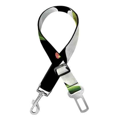 White Lily Print Dog Seat Belt