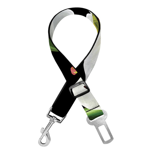 White Lily Print Dog Seat Belt
