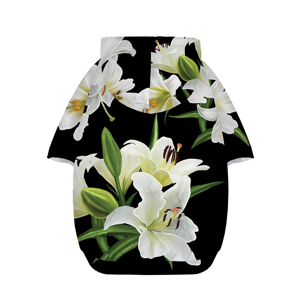 White Lily Print Dog Zip Up Hoodie