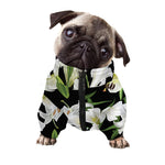 White Lily Print Dog Zip Up Jacket
