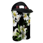 White Lily Print Double Neoprene Wine Tote