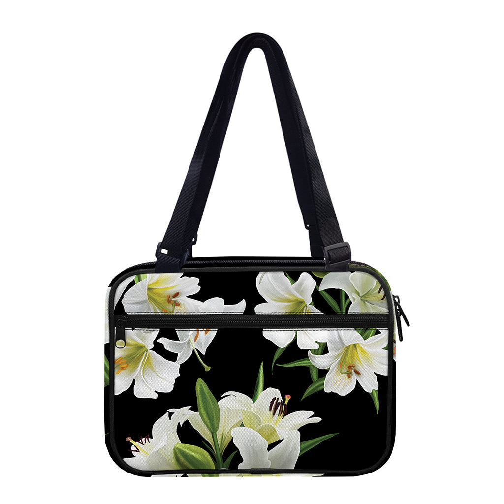 White Lily Print Double Strap Bible Bag