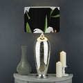 White Lily Print Drum Lamp Shade