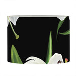 White Lily Print Drum Lamp Shade