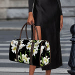 White Lily Print Duffle Bag