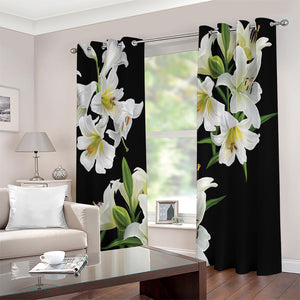 White Lily Print Extra Wide Grommet Curtains