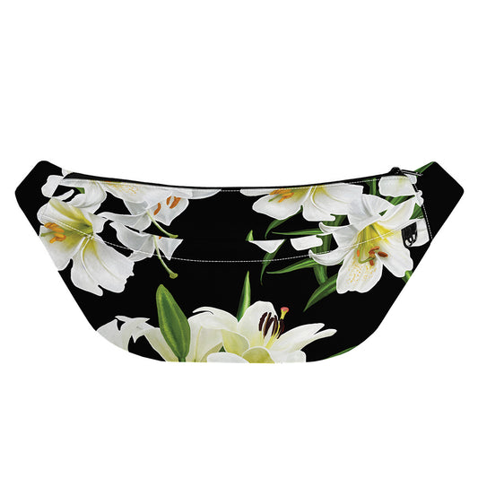 White Lily Print Fanny Pack