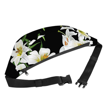 White Lily Print Fanny Pack