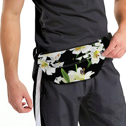 White Lily Print Fanny Pack