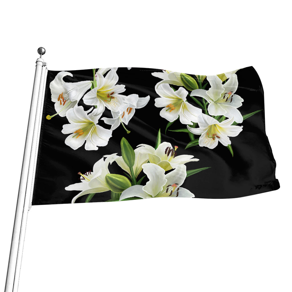 White Lily Print Flag
