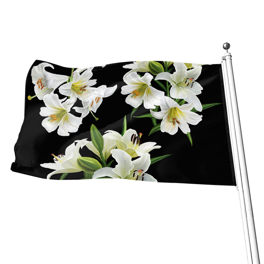 White Lily Print Flag