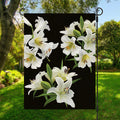 White Lily Print Garden Flag