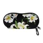 White Lily Print Glasses Case