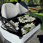 White Lily Print Golf Cart Seat Cover