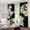 White Lily Print Grommet Curtains