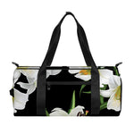 White Lily Print Gym Bag