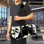 White Lily Print Gym Bag
