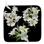 White Lily Print Hand Towel