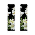 White Lily Print Handle Covers