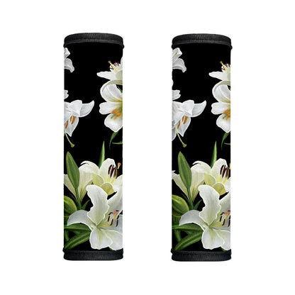 White Lily Print Handle Covers